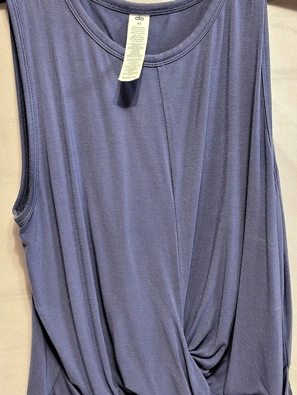 Alo Yoga Cover Tank Women Periwinkle Twist Front Cropped Sleeveless Top